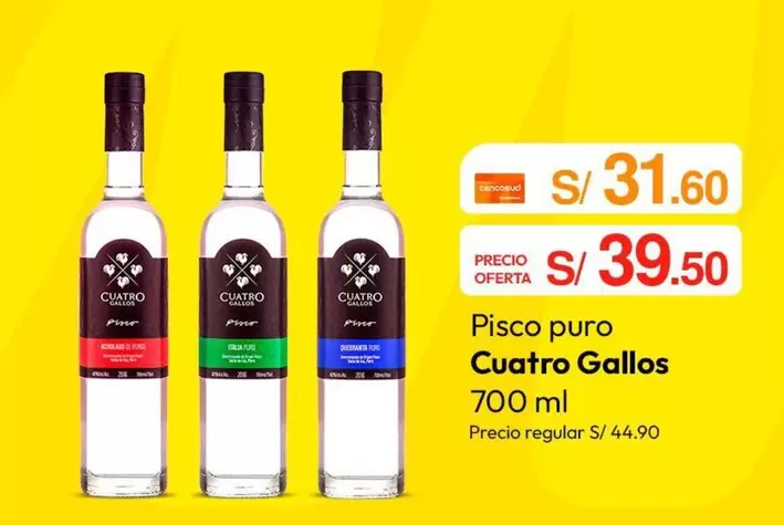 Cuatro Gallos - Pisco puro