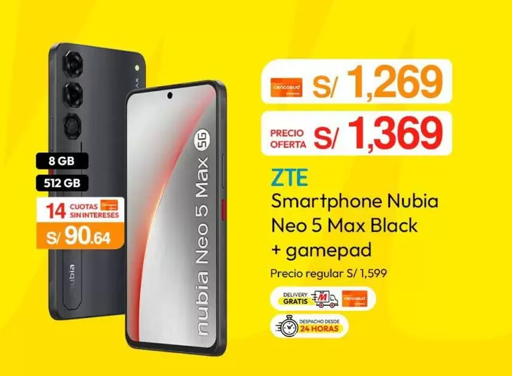 ZTE - Smartphone Nubia Neo 5 Max Black + gamepad