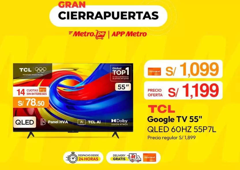 Metro - Google TV 55" QLED 60HZ 55P7L
