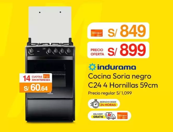 Mabe - Cocina de piso a gas 60 cm negro CMP6010FNO