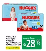 Huggies - Pañal Triple Protección Pqte. x MX56/GX48/XGX40/XXGX36