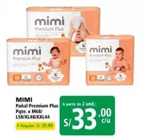 Pañal Premium Plus Pqte. x M68/L58/XL48/XXL44