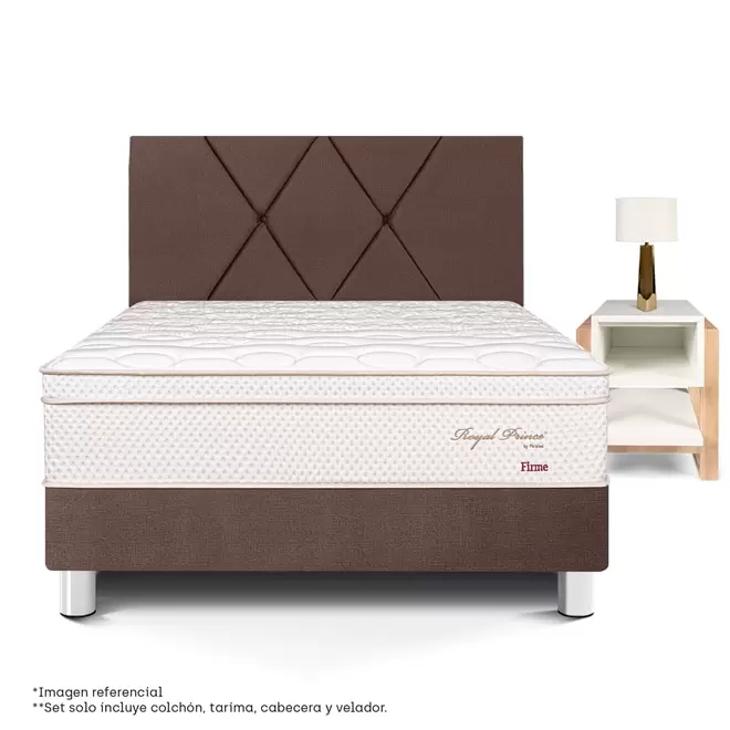 Set Dormitorio Royal Prince Firme Cabecera Loft 1.5 plz + Velador Flotante