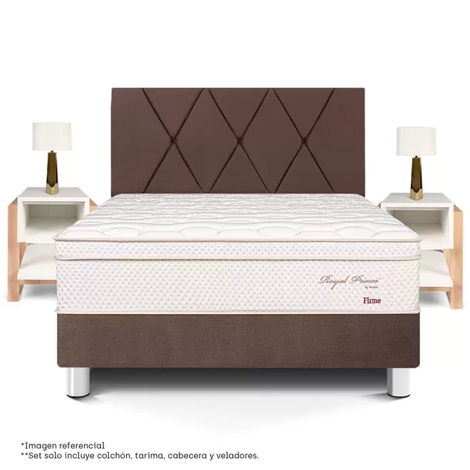 Set Dormitorio Royal Prince Firme Cabecera Loft 2 plz + Velador Flotante