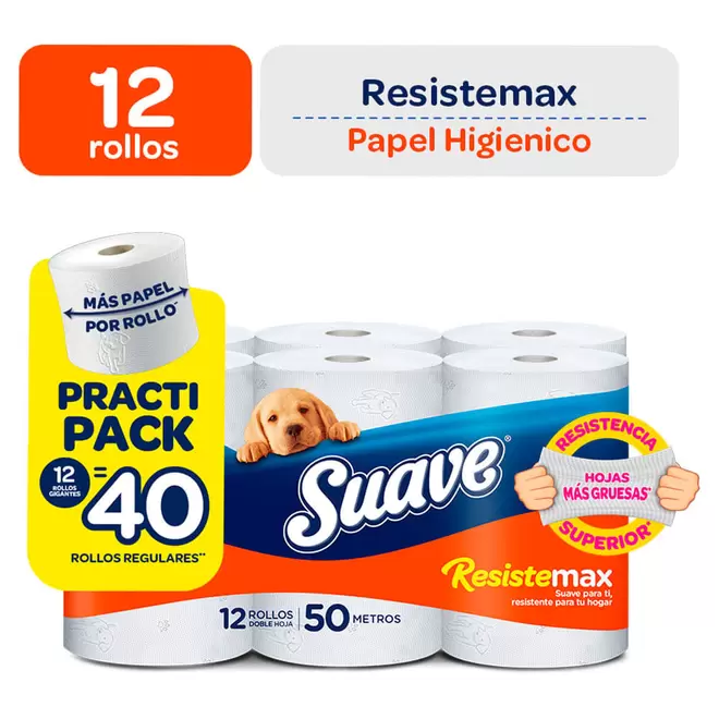 Papel Higi&eacute;nico Suave Resistemax 12un 50m
