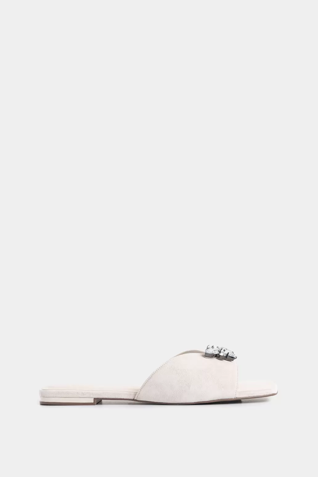 Sandalia plana Perdita de cuero para mujer aplique