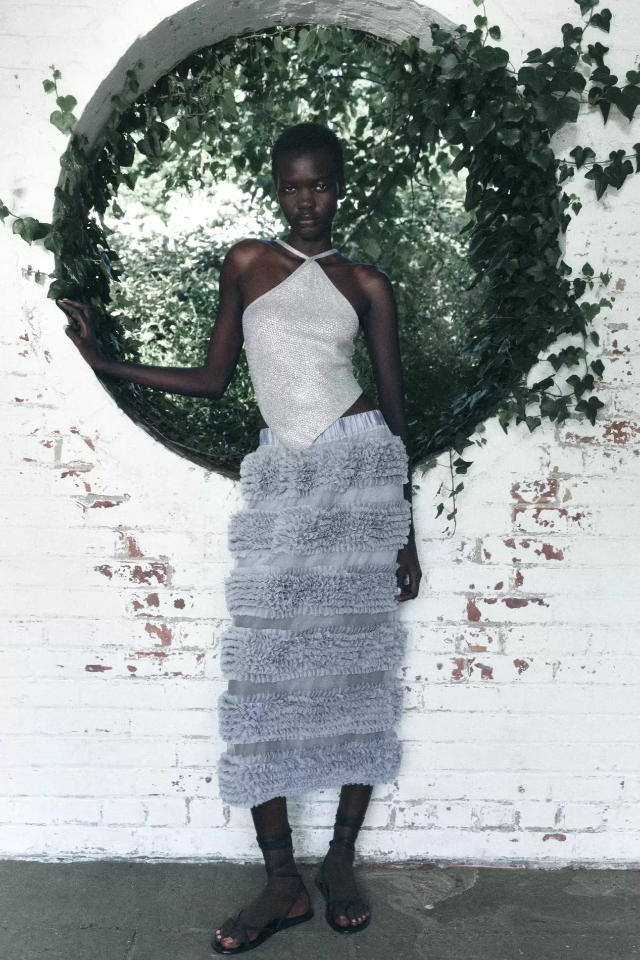 FALDA ORGANZA COMBINADA VOLANTES