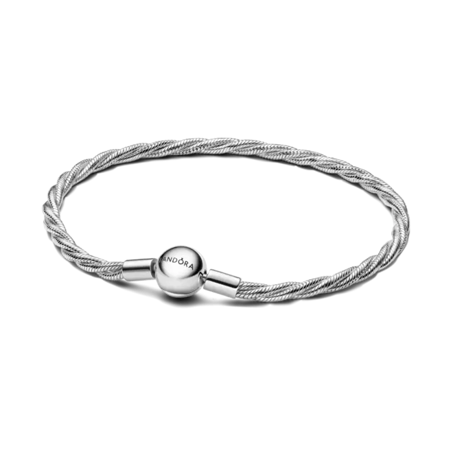 Brazalete Cadena de Serpiente Trenzada con Cierre de Bola de Pandora