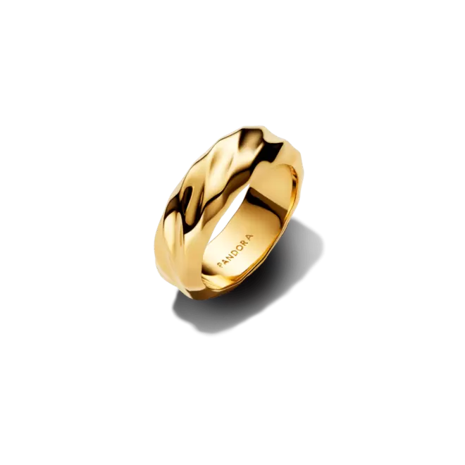 Anillo Banda Ancha Ondulada Dorado