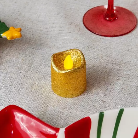 Vela Led Dorado Glitter