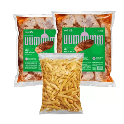 Pack 02 Alitas anticucheras x 700gr. + Papas ondeadas x 450 gr.