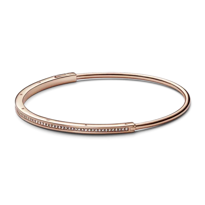 Brazalete rígido I-D Pandora Signature Recubrimiento en Oro Rosa