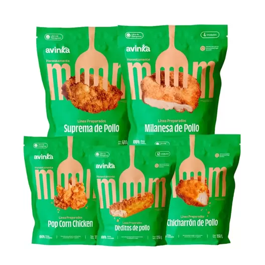 Pack Chicharrón de pollo 350 + Suprema de pollo x 4 und x 600  + Deditos de pollo x 276 + Pop corn chicken x 350 + Milanesa de pollo x4 und 600