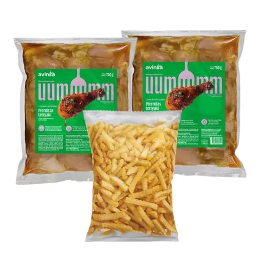 Pack 02 Piernitas de pollo teriyaki x 700 g + Papas ondeadas x 450 g