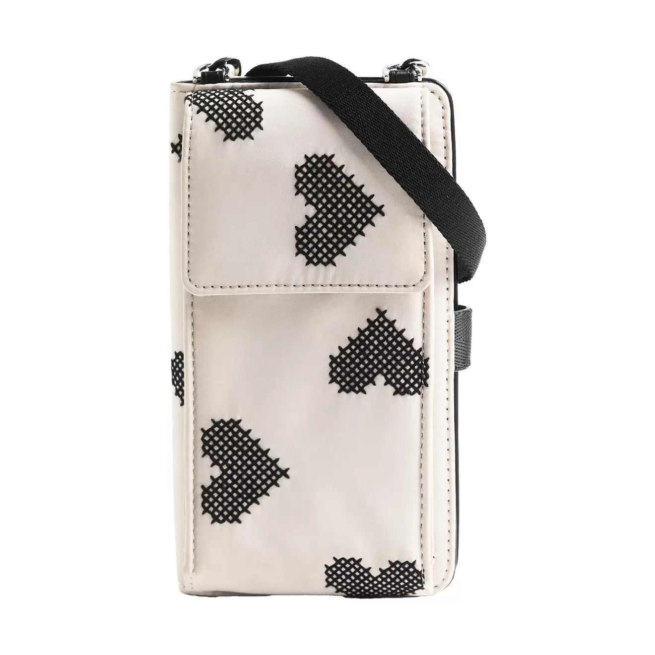Cartera Para Móvil De Nylon Con Corazones