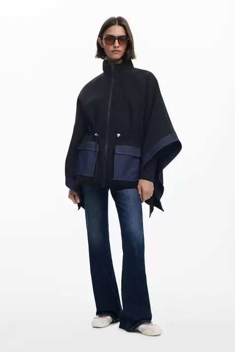 Poncho denim combinado