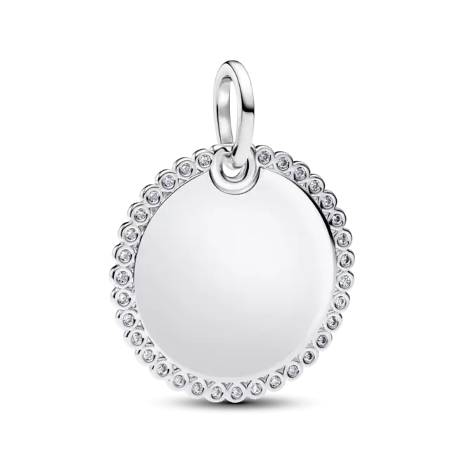 Colgante Placa Redonda Grabable Plateado