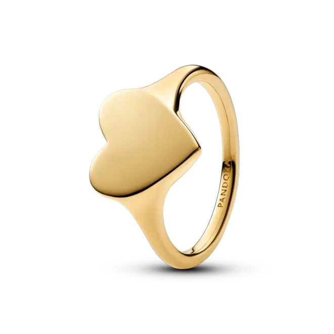 Anillo Corazón Grabable Dorado