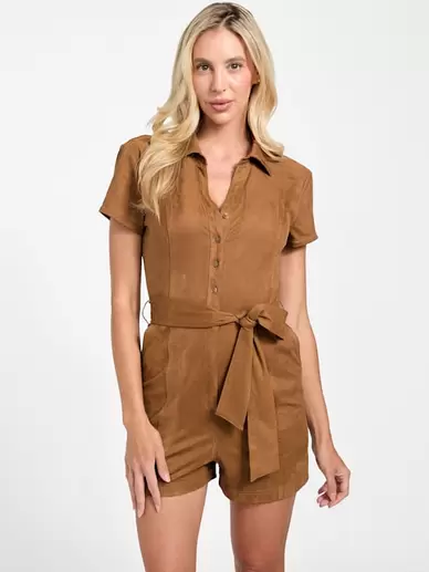 Jene Faux-Suede Romper