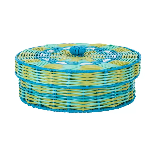 Canasto Decorativo Tejido Multicolor ø28x10 cm