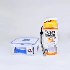 Combo Envase Cuadrado 600ml + Botella LnL 350ml Naranja