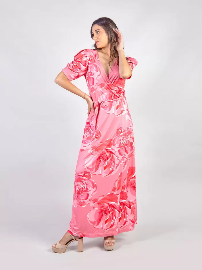 ISABELLA - VESTIDO LARGO MANGA CORTA