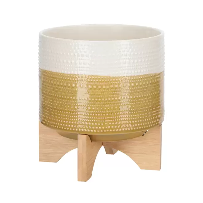 Maceta de Cerámica con base de madera