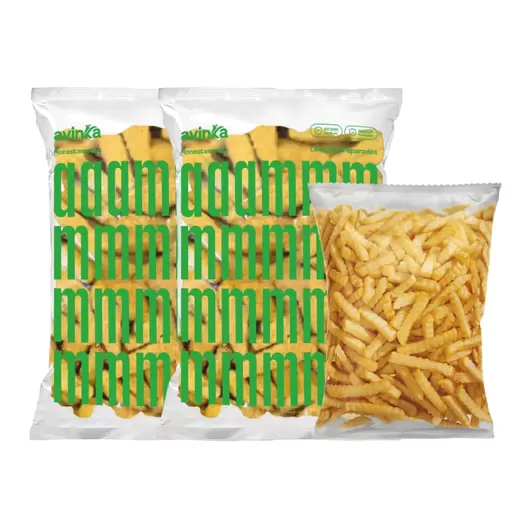 Pack 02 Deditos de pollo Avinka Bolsa 1 kg + Papa prefrita ondulada Bolsa 450 g