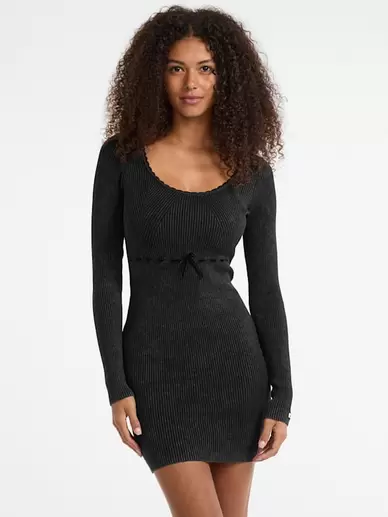 GUESS Originals Eco Vintage Tie Mini Sweater Dress