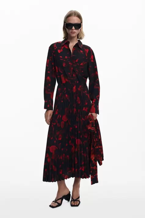 Vestido camisero plisado