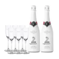 2 ANNA DE CODORNIU BRUT BLANC DE BLANCS X 750 ML + 6 COPAS
