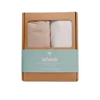 Pack x2 Sabanas Bajeras Pack & Play UTS Beige Papel/Blanco Cremoso