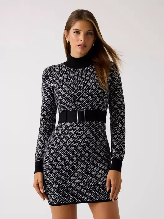 Vestido jersey de mezcla de lana logotipo 4G