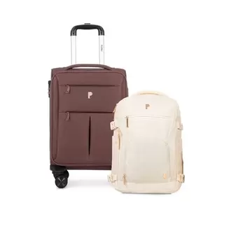 MALETA BANGKOK 18" MOCCA MOUSSE + MOCHILA VIAJERA BISSEL MINNIE ECRU