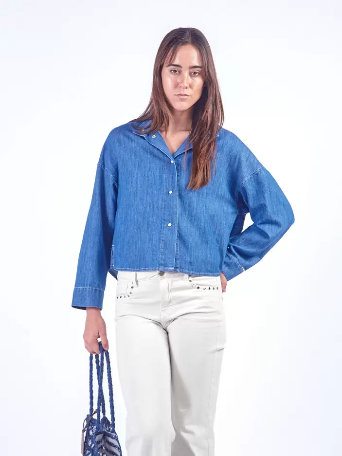 LOLA - BLUSA DENIM MANGA LARGA