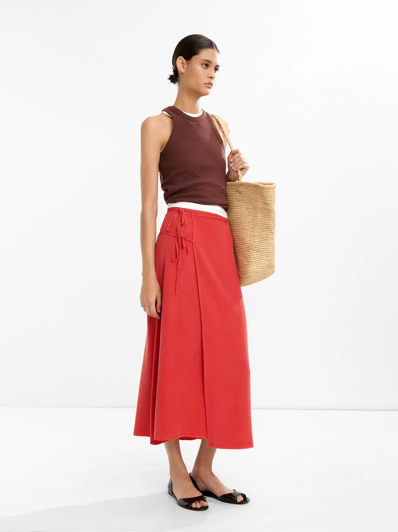 Falda Midi Con Cruce 100% Lyocell