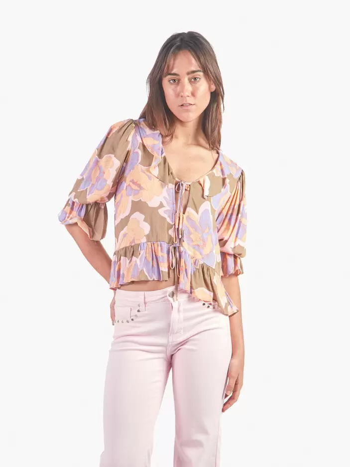 JULIA - BLUSA MANGA 3/4 CON ESCOTE EN V