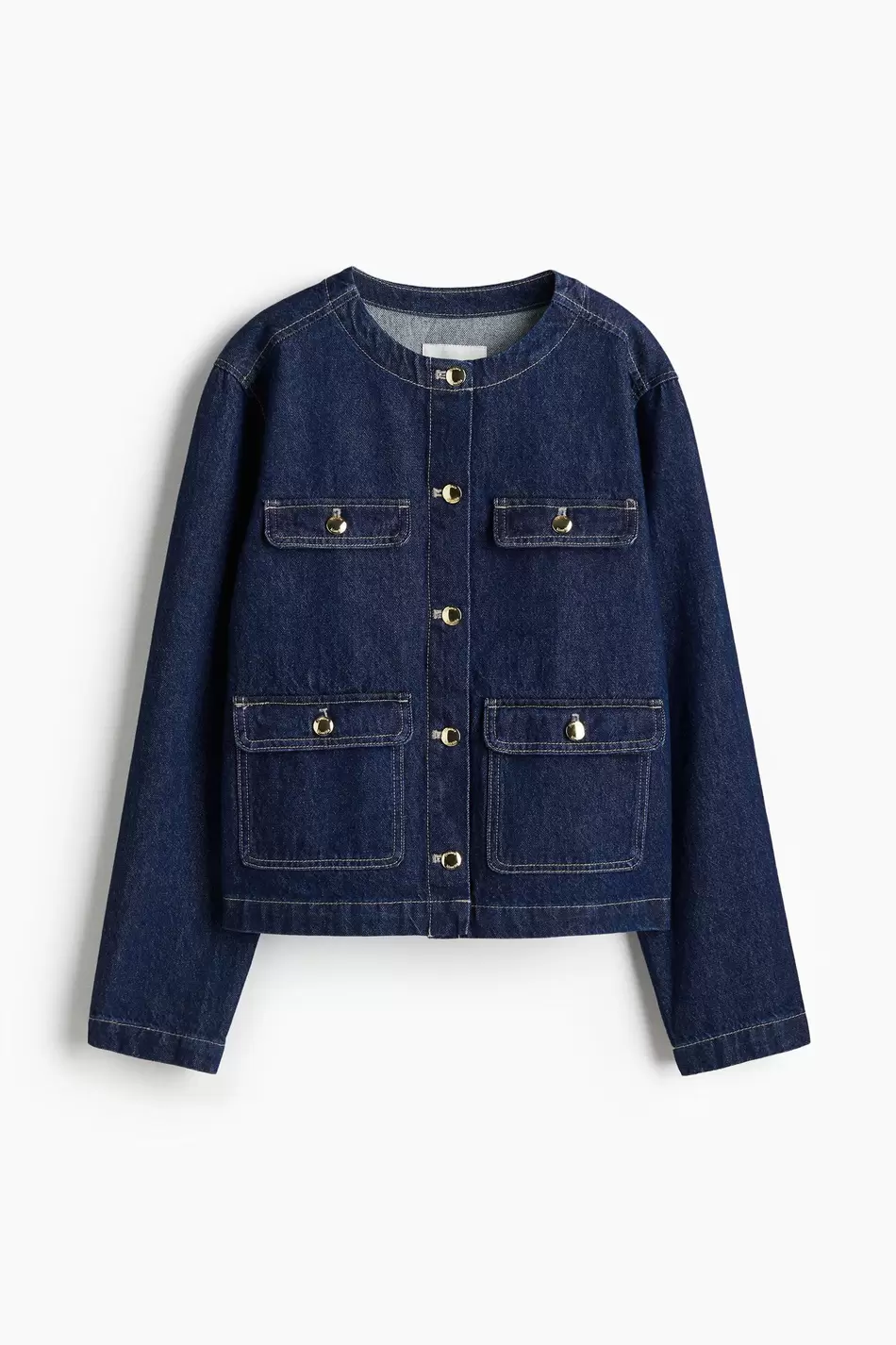 Saco denim sin cuello