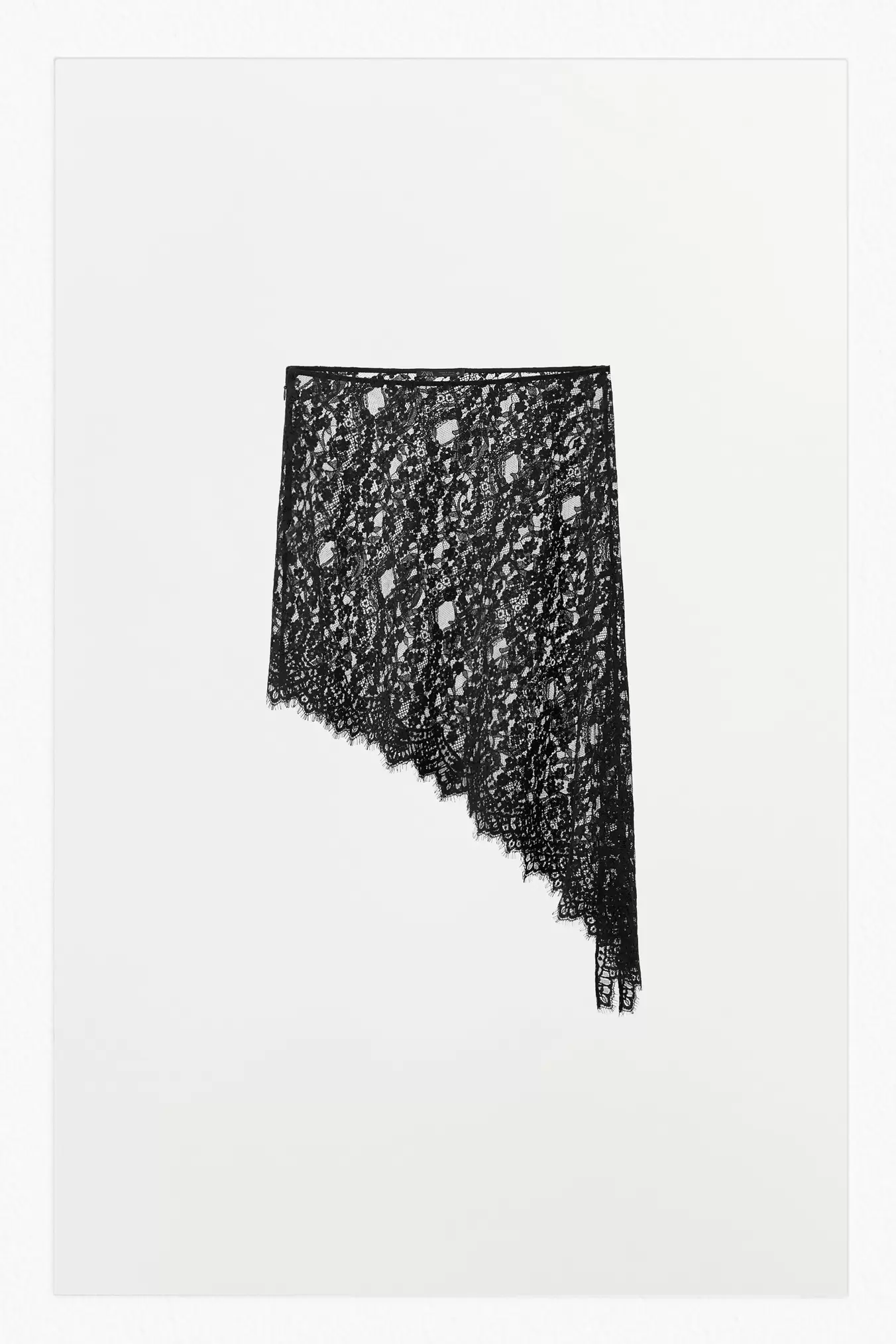 FALDA MIDI ENCAJE ASIMÉTRICA