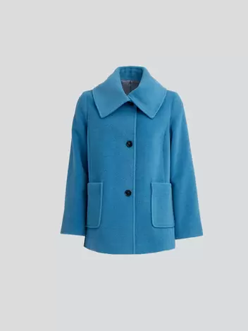 Saco Yvanna De Baby Alpaca & Lana Color Celeste