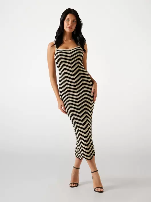 Vestido maxi ceñido chevrón