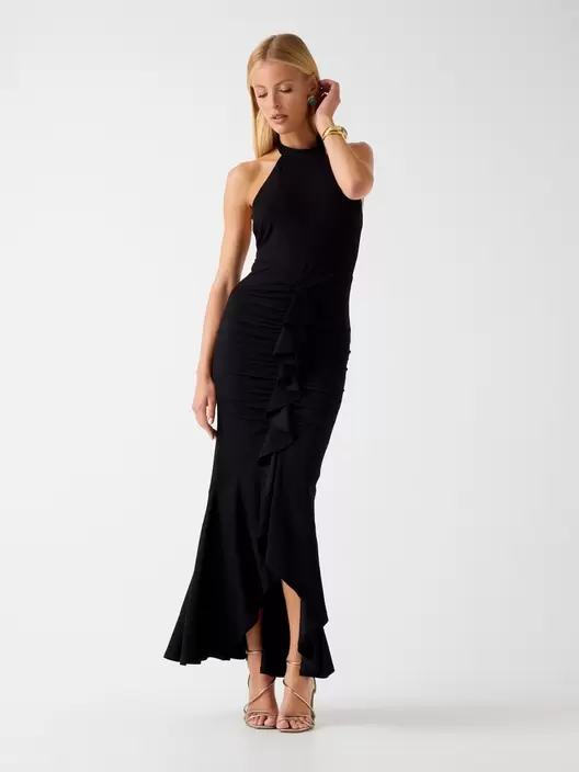 Vestido maxi con volantes