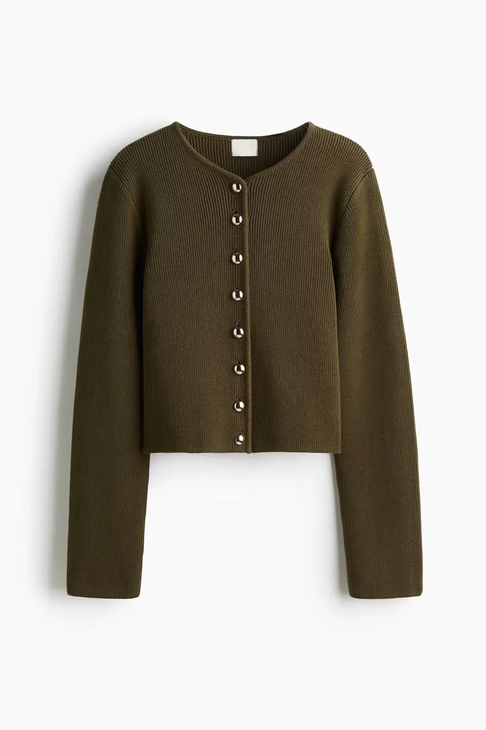 Cardigan tejido en punto acanalado de algodón