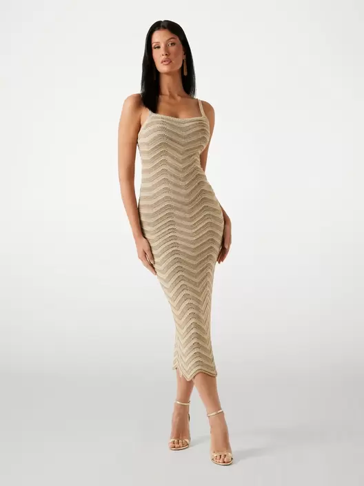 Vestido maxi ceñido chevrón