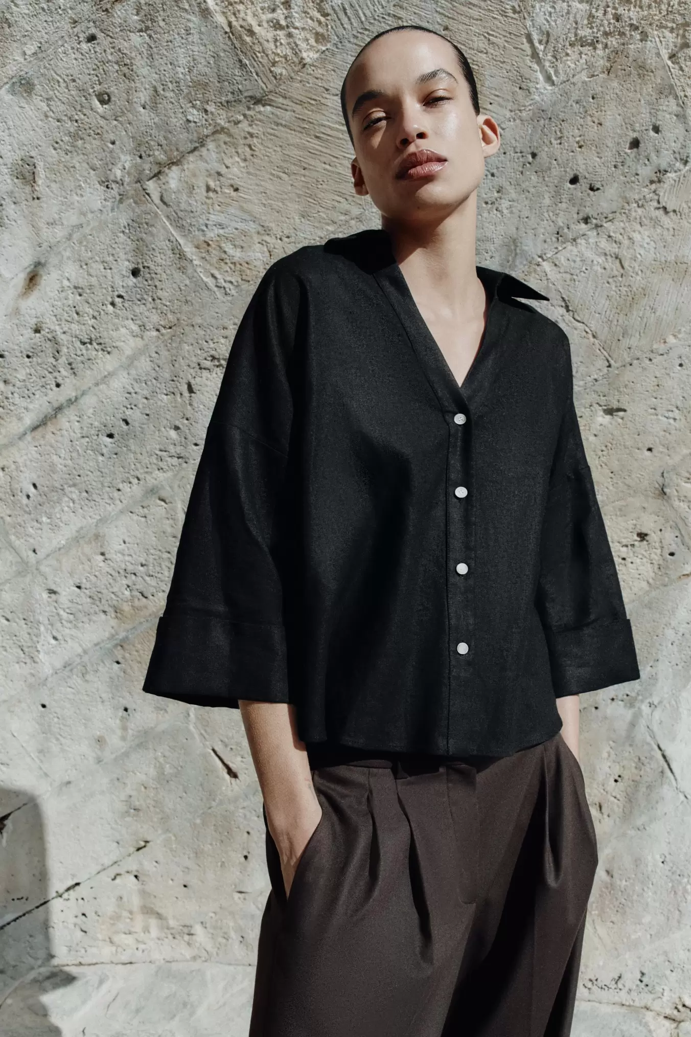 CAMISA CON LINO RAYAS