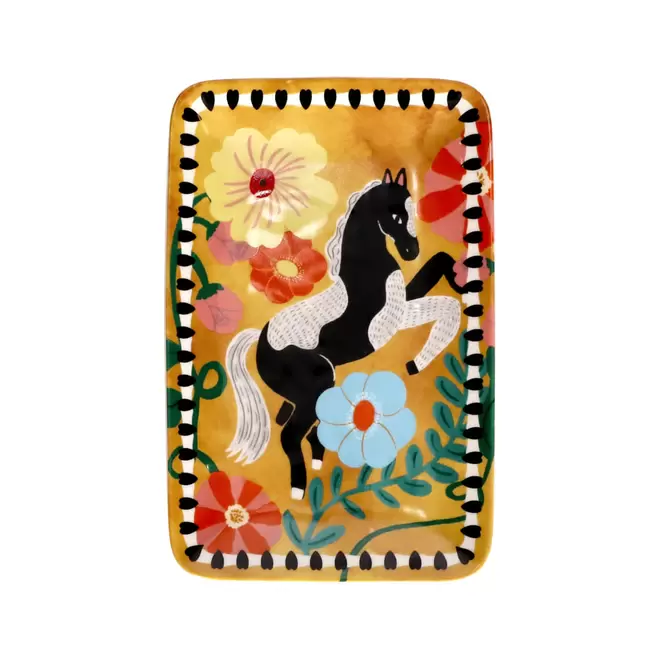 Plato de Cerámica Rectangular con Diseño 20 x 13 cm U