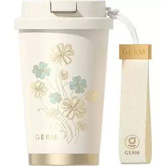 Vaso Térmico Germ Trébol Blanco 390ml Acero Inoxidable