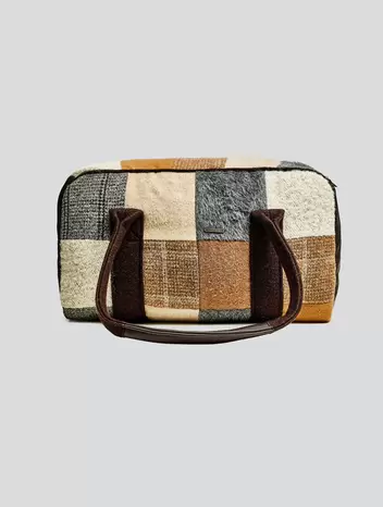 Bolso Bolso Mediano Patchwork De Alpaca Color Marron