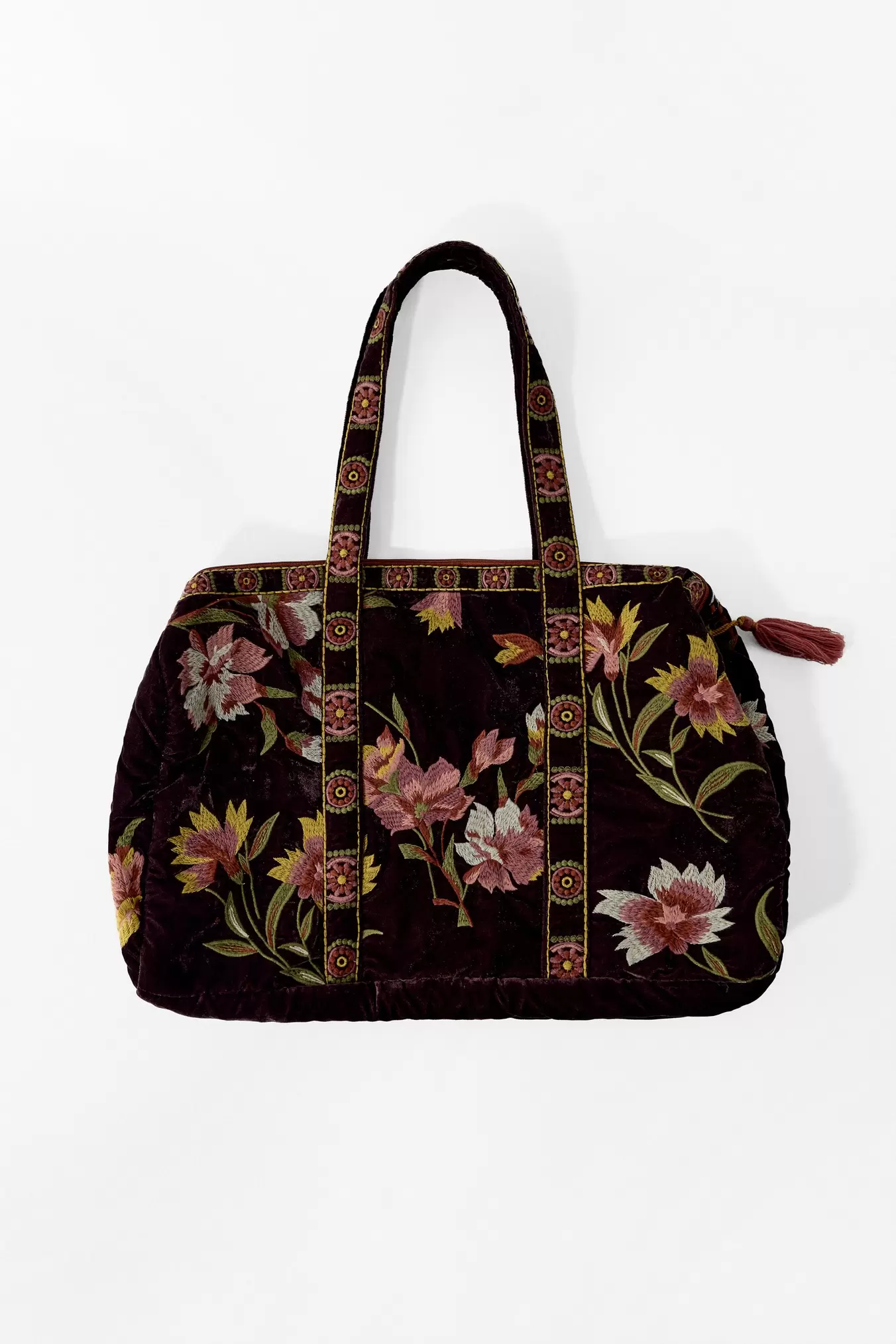 BOLSO ACOLCHADO TERCIOPELO BORDADOS FLORES
