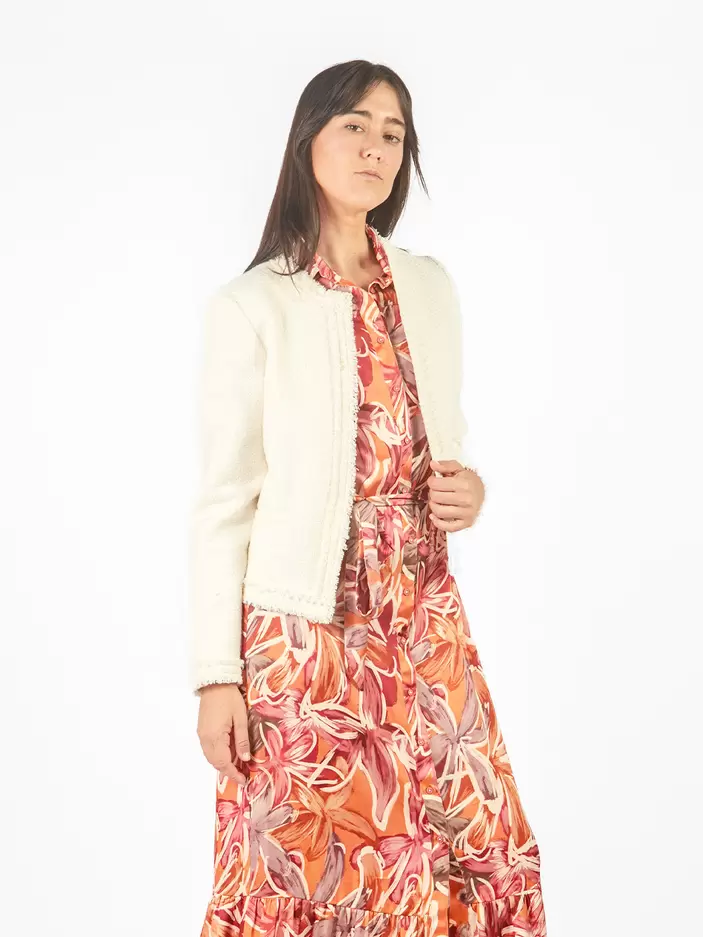 Saco escote redondo desflecado